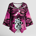 Personalised Maori Matariki Manaia Mawhero Kimono Sleeve Blouse Maori Kowhaiwhai Pattern Galaxy