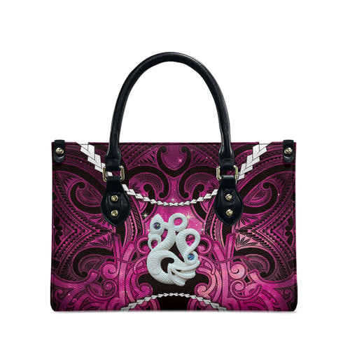 Maori Matariki Manaia Mawhero Leather Bag Maori Kowhaiwhai Pattern Galaxy