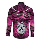 Personalised Maori Matariki Manaia Mawhero Long Sleeve Button Shirt Maori Kowhaiwhai Pattern Galaxy