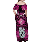 Personalised Maori Matariki Manaia Mawhero Off Shoulder Maxi Dress Maori Kowhaiwhai Pattern Galaxy