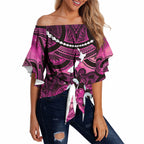 Personalised Maori Matariki Manaia Mawhero Off Shoulder Wrap Waist Top Maori Kowhaiwhai Pattern Galaxy