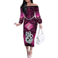Personalised Maori Matariki Manaia Mawhero Off The Shoulder Long Sleeve Dress Maori Kowhaiwhai Pattern Galaxy
