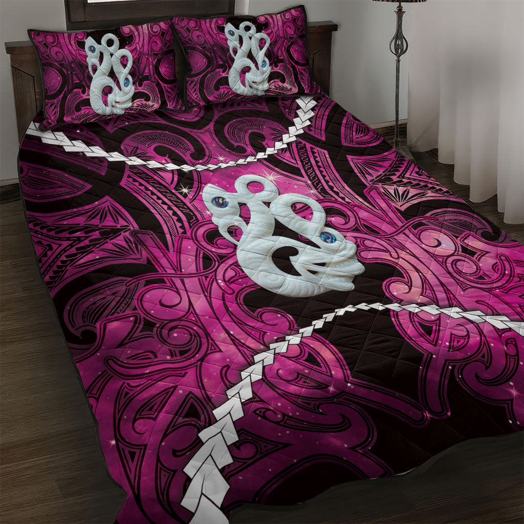 Maori Matariki Manaia Mawhero Quilt Bed Set Maori Kowhaiwhai Pattern Galaxy