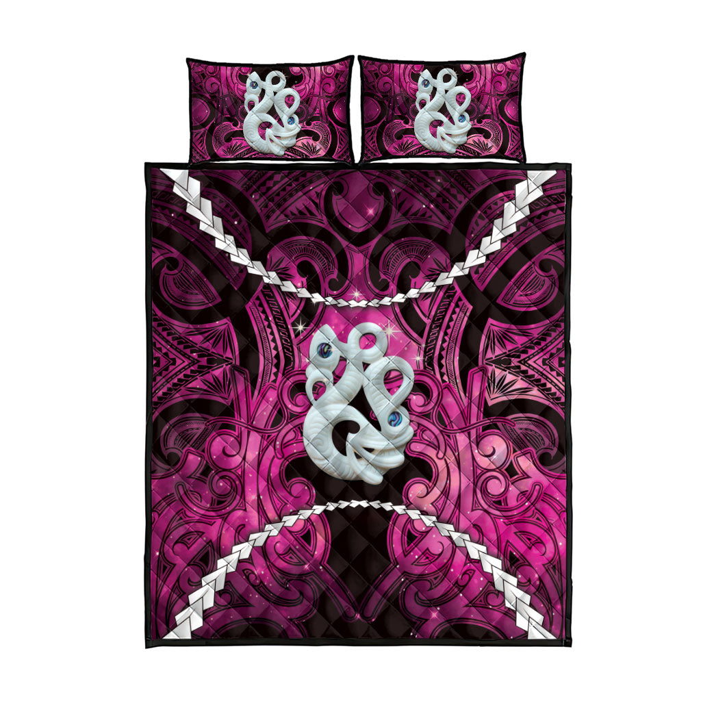 Maori Matariki Manaia Mawhero Quilt Bed Set Maori Kowhaiwhai Pattern Galaxy