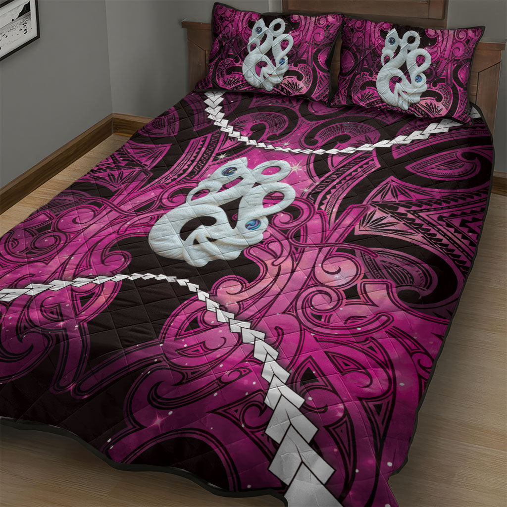 Maori Matariki Manaia Mawhero Quilt Bed Set Maori Kowhaiwhai Pattern Galaxy