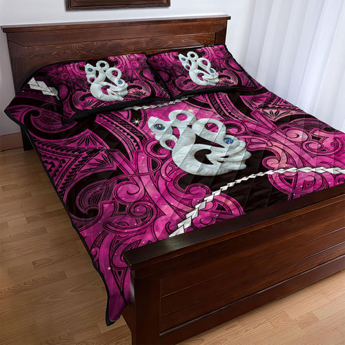 Maori Matariki Manaia Mawhero Quilt Bed Set Maori Kowhaiwhai Pattern Galaxy