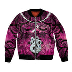 Personalised Maori Matariki Manaia Mawhero Sleeve Zip Bomber Jacket Maori Kowhaiwhai Pattern Galaxy