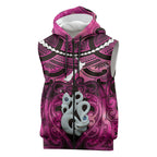 Personalised Maori Matariki Manaia Mawhero Sleeveless Zip Hoodie Maori Kowhaiwhai Pattern Galaxy