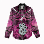 Personalised Maori Matariki Manaia Mawhero Women Casual Shirt Maori Kowhaiwhai Pattern Galaxy