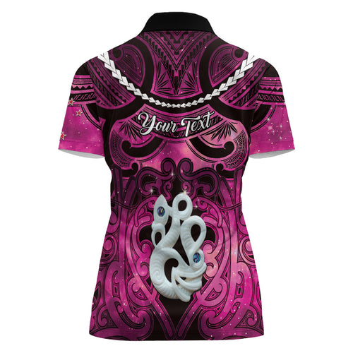 Personalised Maori Matariki Manaia Mawhero Women Polo Shirt Maori Kowhaiwhai Pattern Galaxy