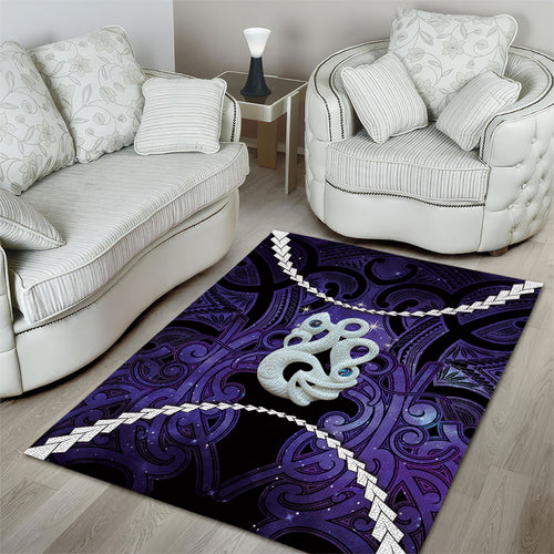 Maori Matariki Manaia Waiporoporo Area Rug Maori Kowhaiwhai Pattern Galaxy