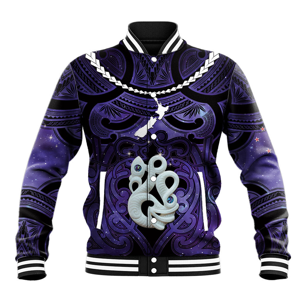 Personalised Maori Matariki Manaia Waiporoporo Baseball Jacket Maori Kowhaiwhai Pattern Galaxy