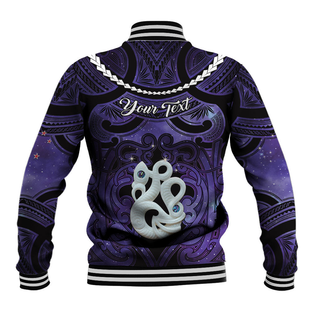 Personalised Maori Matariki Manaia Waiporoporo Baseball Jacket Maori Kowhaiwhai Pattern Galaxy