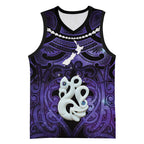 Personalised Maori Matariki Manaia Waiporoporo Basketball Jersey Maori Kowhaiwhai Pattern Galaxy