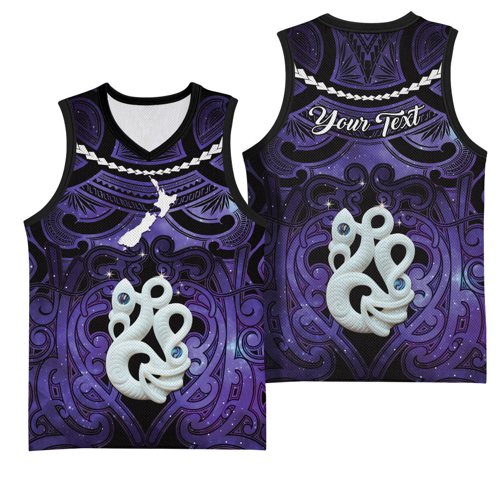Personalised Maori Matariki Manaia Waiporoporo Basketball Jersey Maori Kowhaiwhai Pattern Galaxy