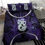 Maori Matariki Manaia Waiporoporo Bedding Set Maori Kowhaiwhai Pattern Galaxy