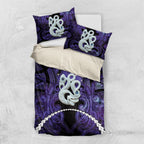 Maori Matariki Manaia Waiporoporo Bedding Set Maori Kowhaiwhai Pattern Galaxy