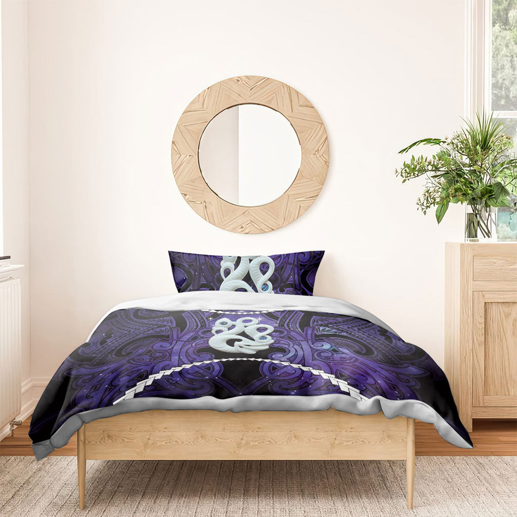 Maori Matariki Manaia Waiporoporo Bedding Set Maori Kowhaiwhai Pattern Galaxy