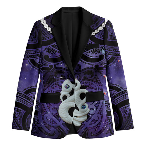 Personalised Maori Matariki Manaia Waiporoporo Blazer Maori Kowhaiwhai Pattern Galaxy
