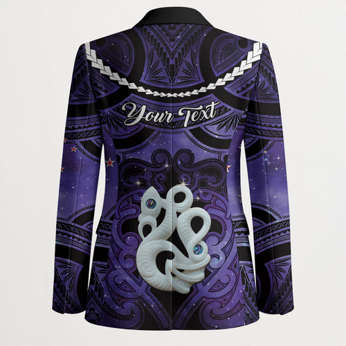 Personalised Maori Matariki Manaia Waiporoporo Blazer Maori Kowhaiwhai Pattern Galaxy