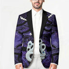Personalised Maori Matariki Manaia Waiporoporo Blazer Maori Kowhaiwhai Pattern Galaxy