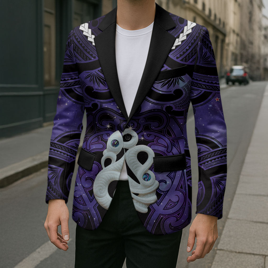 Personalised Maori Matariki Manaia Waiporoporo Blazer Maori Kowhaiwhai Pattern Galaxy