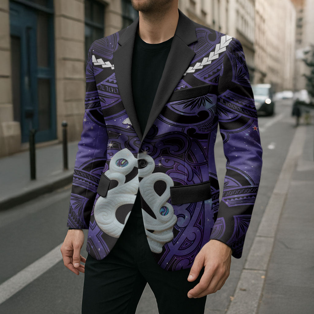 Personalised Maori Matariki Manaia Waiporoporo Blazer Maori Kowhaiwhai Pattern Galaxy