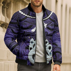 Personalised Maori Matariki Manaia Waiporoporo Bomber Puffer Jacket Maori Kowhaiwhai Pattern Galaxy