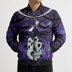 Personalised Maori Matariki Manaia Waiporoporo Bomber Puffer Jacket Maori Kowhaiwhai Pattern Galaxy