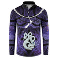 Personalised Maori Matariki Manaia Waiporoporo Button Sweatshirt Maori Kowhaiwhai Pattern Galaxy