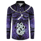 Personalised Maori Matariki Manaia Waiporoporo Button Sweatshirt Maori Kowhaiwhai Pattern Galaxy