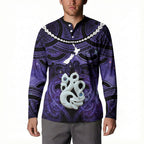 Personalised Maori Matariki Manaia Waiporoporo Button Sweatshirt Maori Kowhaiwhai Pattern Galaxy