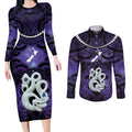 Personalised Maori Matariki Manaia Waiporoporo Couples Matching Long Sleeve Bodycon Dress and Long Sleeve Button Shirt Maori Kowhaiwhai Pattern Galaxy