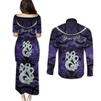 Personalised Maori Matariki Manaia Waiporoporo Couples Matching Puletasi and Long Sleeve Button Shirt Maori Kowhaiwhai Pattern Galaxy