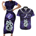 Personalised Maori Matariki Manaia Waiporoporo Couples Matching Short Sleeve Bodycon Dress and Hawaiian Shirt Maori Kowhaiwhai Pattern Galaxy