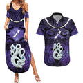 Personalised Maori Matariki Manaia Waiporoporo Couples Matching Summer Maxi Dress and Hawaiian Shirt Maori Kowhaiwhai Pattern Galaxy
