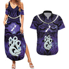 Personalised Maori Matariki Manaia Waiporoporo Couples Matching Summer Maxi Dress and Hawaiian Shirt Maori Kowhaiwhai Pattern Galaxy