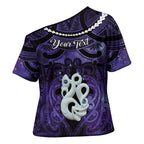 Personalised Maori Matariki Manaia Waiporoporo Cross Shoulder Shirt Maori Kowhaiwhai Pattern Galaxy