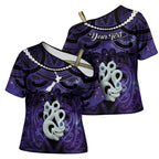 Personalised Maori Matariki Manaia Waiporoporo Cross Shoulder Shirt Maori Kowhaiwhai Pattern Galaxy