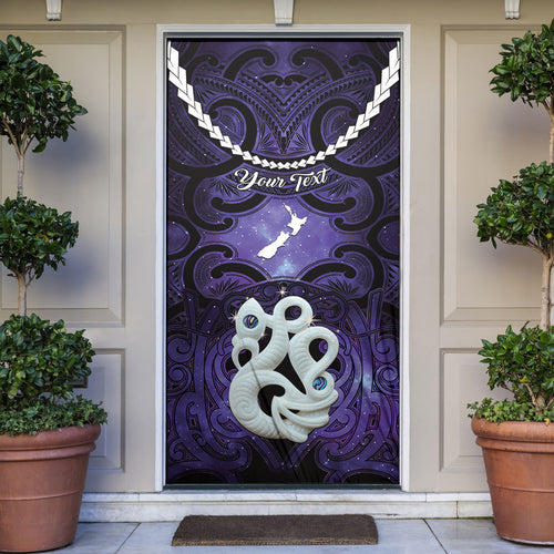 Personalised Maori Matariki Manaia Waiporoporo Door Cover Maori Kowhaiwhai Pattern Galaxy