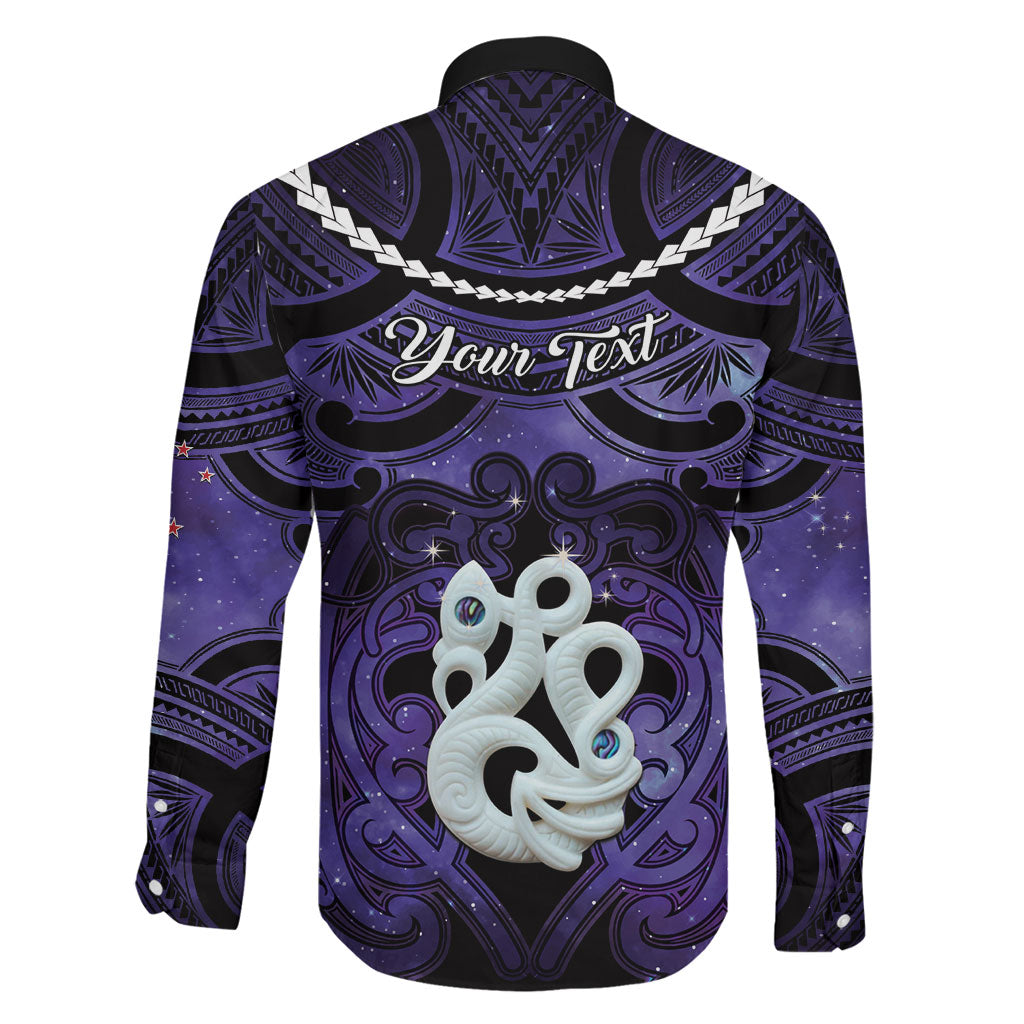 Personalised Maori Matariki Manaia Waiporoporo Family Matching Long Sleeve Bodycon Dress and Hawaiian Shirt Maori Kowhaiwhai Pattern Galaxy