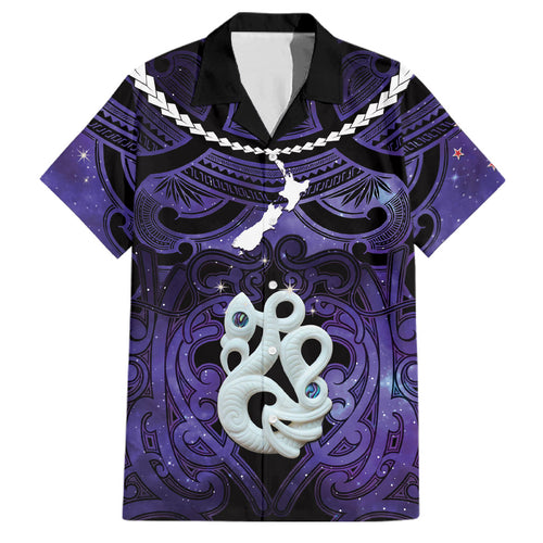 Personalised Maori Matariki Manaia Waiporoporo Family Matching Off Shoulder Maxi Dress and Hawaiian Shirt Maori Kowhaiwhai Pattern Galaxy