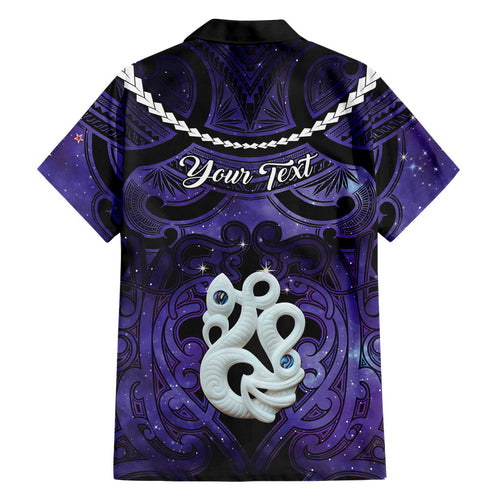 Personalised Maori Matariki Manaia Waiporoporo Family Matching Off Shoulder Maxi Dress and Hawaiian Shirt Maori Kowhaiwhai Pattern Galaxy