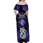 Personalised Maori Matariki Manaia Waiporoporo Family Matching Off Shoulder Maxi Dress and Hawaiian Shirt Maori Kowhaiwhai Pattern Galaxy