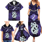 Personalised Maori Matariki Manaia Waiporoporo Family Matching Summer Maxi Dress and Hawaiian Shirt Maori Kowhaiwhai Pattern Galaxy