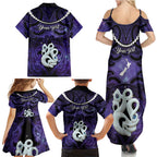 Personalised Maori Matariki Manaia Waiporoporo Family Matching Summer Maxi Dress and Hawaiian Shirt Maori Kowhaiwhai Pattern Galaxy