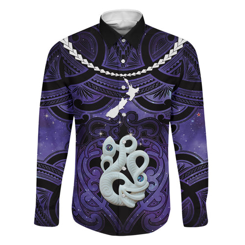 Personalised Maori Matariki Manaia Waiporoporo Family Matching Summer Maxi Dress and Hawaiian Shirt Maori Kowhaiwhai Pattern Galaxy