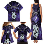 Personalised Maori Matariki Manaia Waiporoporo Family Matching Tank Maxi Dress and Hawaiian Shirt Maori Kowhaiwhai Pattern Galaxy
