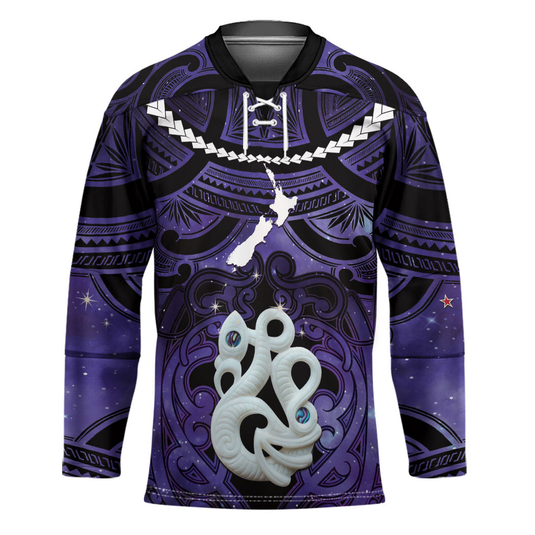 Personalised Maori Matariki Manaia Waiporoporo Hockey Jersey Maori Kowhaiwhai Pattern Galaxy