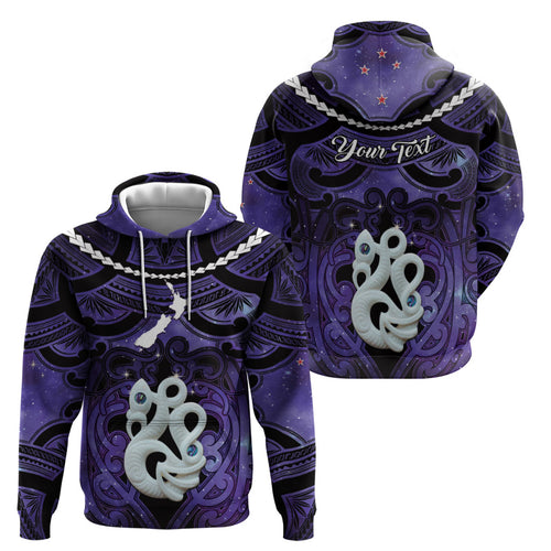 Personalised Maori Matariki Manaia Waiporoporo Hoodie Maori Kowhaiwhai Pattern Galaxy